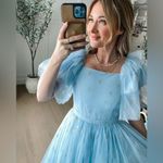 NEW Ivy City Co. Jayne Snowflake Short Sleeve Long Dress Light Blue Medium M NWT Photo 12