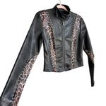 I am gia I.AM.GIA Faux Leather jacket Amira leopard Womens Small Brown Zip Up Moto Photo 4