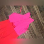 Jill Stuart Lovely Duo Gown
 red pink color block formal evening crepe dress Photo 10