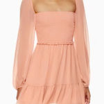 Wilfred  x Aritzia Tempest Dress Chiffon Peach Long Sleeve Smocked Mini Size M Photo 0