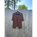 Chico's ‎ Cotton Open Front Cardigan Women’s Size 2 Short Sleeve Brown large Photo 2