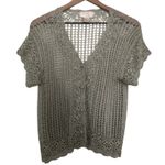 Vintage Kroshetta Papillon Green Cottage Crochet Knit Button Cardigan Sweater Blue Size L Photo 0