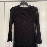 Free People  Rosalind Crochet Open Knit Bell Sleeve Mini Dress Black Sz XS Boho Photo 11