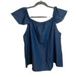 J.Crew  OFF SHOULDER DENIM CHAMBRAY BLOUSE Photo 1