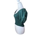 Hill House Home Aiko Nap Top Green Medium Smocked Cropped Puff Sleeve Holiday Photo 3