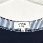 Crown & Ivy Crown Ivy Size Small Dress Sleeveless Navy Blue Pinstripe Scalloped Mini 1584‎ Photo 7