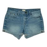 J. Crew Jean Shorts Blue Medium Wash Distressed Cuffed Hems Denim Shorts Blue Size 27 Photo 0