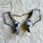 Rsvp  Silver T-Strap Embellished Heels Size 8M Photo 2