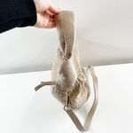 Giorgia Milani Leather Woven Shoulder Crossbody Bag Purse Beige Tan Photo 3