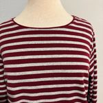 cj banks Plus Women Burgundy Gray Striped Long Sleeve Crew Neck Top Size 2X Photo 2