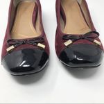 Vionic Daphne Suede Patent Block Heel Bow Low Pump Shoes Merlot Black Burgundy 8 Photo 3