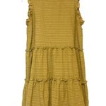 Carly Jean Los Angeles Mustard Yellow Sleeveless Ruffle Trim Tiered Shift Dress Photo 0