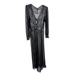 Elegant Black Lace sheer tie front Women’s long robe sexy L bridal feminine Size L Photo 1