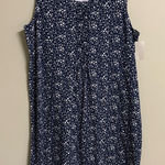 Lands' End  Sleeveless Cotton Tank Dress Blue Stars Print Pintuck Size Large New Photo 0