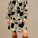 Farm Rio NWOT  Wool Blend Wild Hearts Tie-Belt Fleece Coat Size M Black White Photo 0