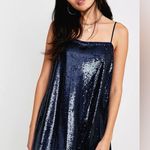 Free People Time to Shine Navy Blue Sequin Slip Dress Photo 11