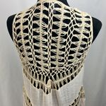 Rue 21  Tan Boho Crochet Fringe Vest woman’s size medium Photo 4