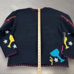 Vtg Y2K New Year's Eve Day‎ Christmas Holiday Celebration Sweater Cardigan Sz L Black Size L Photo 3