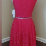 Modcloth Hot Pink Lace Belted Fit & Flare Party Dress London Style Barbie Size 4 Photo 3