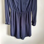 Dalia Blue Flowy Chiffon Blouson mini Shirt dress sz 4 Photo 3