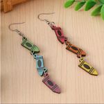 Colorful Crayon Tassel Dangle Earrings Creative Stationery Ear Decoration School Red Photo 0