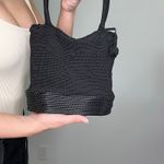 Black Woven Knit Shoulder Bag with Textured Plastic Base Y2K Style Handbag Photo 3