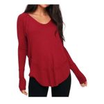 Free People  We the Free Catalina Thermal Pink Oversized Waffleknit Small Photo 6