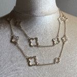 Clover leaf long gold tone necklace Silver Photo 6