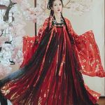 Chinese culture traditional hanfu black red 3 pcs Photo 0