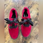 Kennel & Schmenger Red Velvet Studded Oxford Shoes Ribbon sz8.5 Holiday festive Size 8.5 Photo 1
