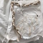 ZARA  White Jean Embroidered Shorts Braided Belt 6 Photo 1