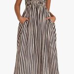 Striped Maxi Dress White Size M Photo 2