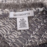 Liz Claiborne Gray and White Cotton Wool Blend Plaid Sweater Poncho Size L / XL Photo 2