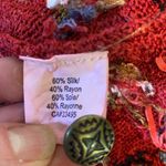 Icelandic Designs Embroidered Button Up Cardigan Silk Rayon Sweater Size Large Red Photo 7