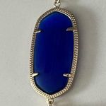 Kendra Scott Rayne Cobalt Blue Cat’s Eye Pendant Gold Tassel Long Necklace Photo 3