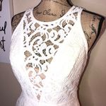 BCBGMAXAZRIA Hanah Off White Lace Dress Asymmetrical Tiered Skirt Bridal Size 4 Photo 2