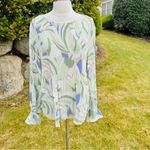 Nine West Mint Green Flutter Sleeve Pastel Pleated Plus Size Blouse Photo 5