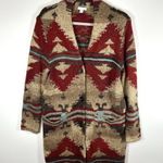 J Jill Sweater Southwestern Aztec Wool Cardigan Women Duster Boho Women’s Small Red Photo 0