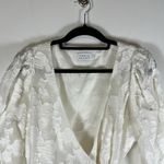 Tanya Taylor Top Womens 6 White Sleeveless Wrap Shirt Tie Embroidered Floral Photo 1