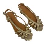 Sézane Natacha Low Sandals Gold Metallic Braided Peep Toe EU 39 US 8 Photo 1