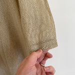 Umgee  Gold / Tan Open Weave Knit Asymmetrical Sharkbite Hem 3/4 Sleeve Tunic Top Photo 11
