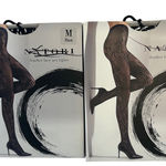 Natori Feather Lace Net Tights Black Size Medium Sheer Mesh Patterned Photo 0