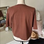 Los Angeles Apparel  USA made brown boxy crop cotton tee shirt OS​ Photo 4