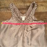 Gold Hawk 100% Silk Elegant Creamy Light Brown Sleeveless Pom Photo 13