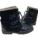 Pajar  black leather fur lined lace up boots size 8 Photo 0