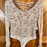 Bisou Bisou  January Ivory bodysuit blouse size medium nwt (1869) Photo 0