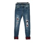 Judy Blue  Jeans Women's 5/27 Plaid Skinny Fit Mid Rise Blue Distressed #J14-4 Photo 1