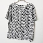 J.Crew [] Black White Giraffe Novelty Print Short Sleeve Round Neck Blouse Sz XL Photo 1