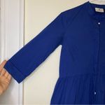 TUCKERNUCK Cotton Royal Shirt Dress Mini 3/4 Sleeve Navy Blue Sz Small Photo 3