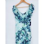 Lulus Sammi Light Blue Floral Print Ruffled Surplice Maxi Dress Size Large NEW Photo 2